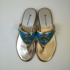 BOGO NWT Etienne Aigner Eve Spa Gold Thong Sandals
